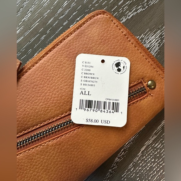 Free People Women’s Tan Vegan Leather Wristlet Wallet New - Picture 8 of 9